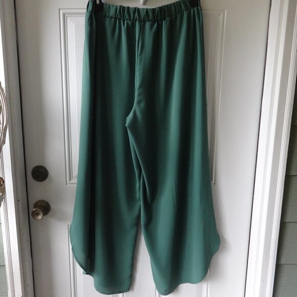 Wrap pants, 3XL no brand sea foam green unlined polyester elastic waist feminine - Picture 2 of 10